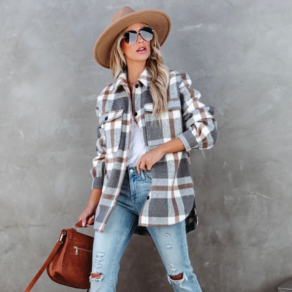 Vici Brinkley Plaid Wool Blend Shacket